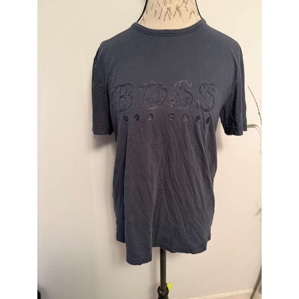 BOSS Hugo Boss Mens Dark bluebl Logo Short Sleeve T Shirt Size L